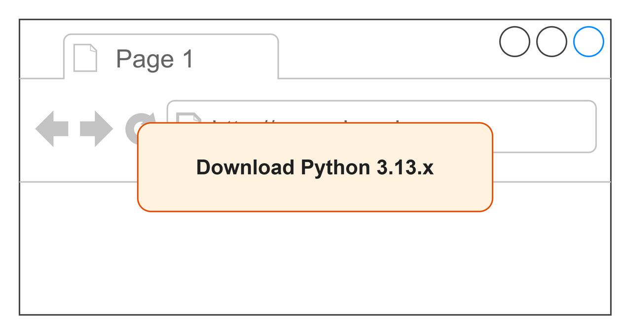 A generic browser window showing the python.org downloads page with a download button